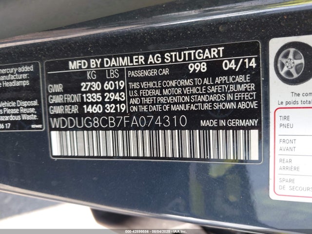 Mercedes-Benz S-Class 2015 WDDUG8CB7FA074310 Image 9
