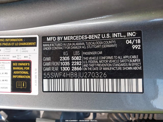 55SWF4HB8JU270326 Mercedes-Benz m274