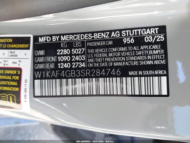 Mercedes-Benz m254 2025 W1KAF4GB3SR284746 Image 9