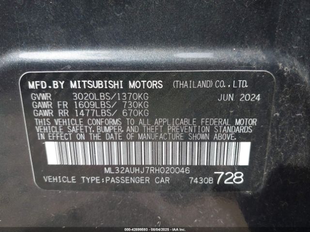 2024 MITSUBISHI MIRAGE ML32AUHJ7RH020046 Photo 8