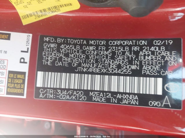 JTNK4RBEXK3044255 Toyota m20a-fks