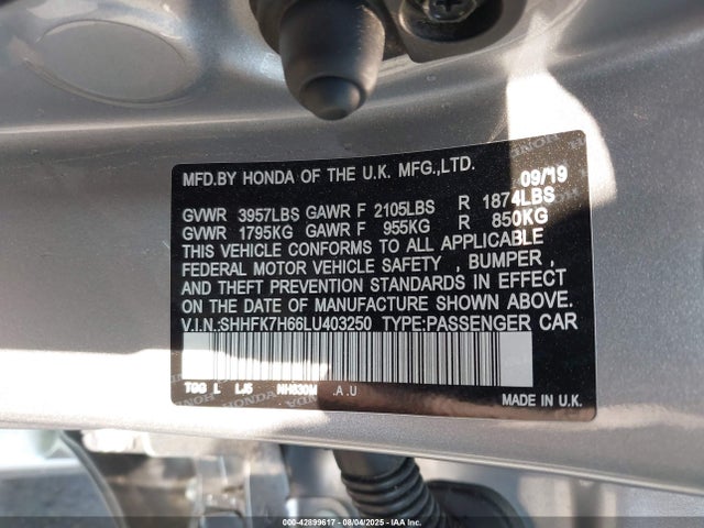 Honda l15ba 2020 SHHFK7H66LU403250 Image 9