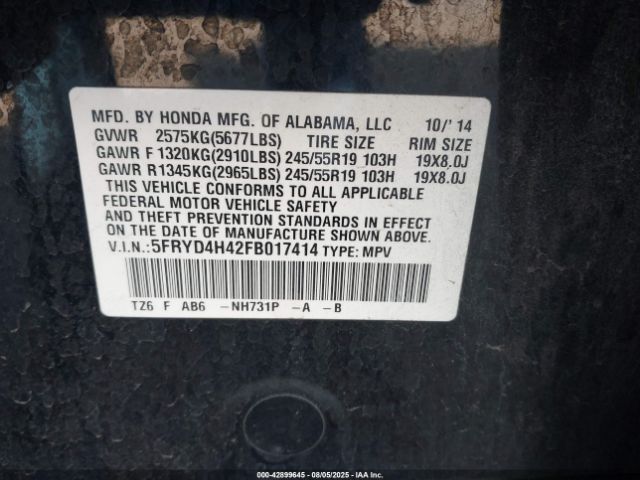 2015 ACURA MDX 5FRYD4H42FB017414 Photo 8