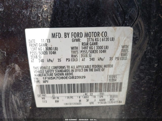 Ford Explorer 2014 1FM5K7D80EGB23929 Image 9