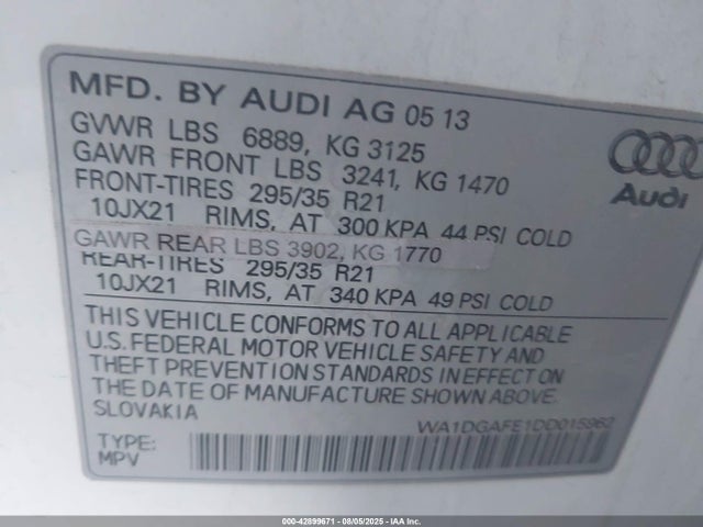 2013 AUDI Q7 WA1DGAFE1DD015962 Photo 8