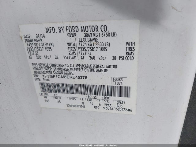 Ford 2014 2014 1FTMF1CM8EKE45375 Image 9