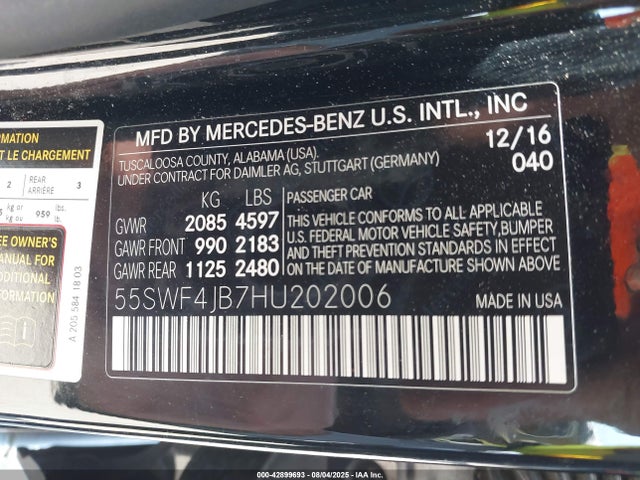 Mercedes-Benz m274 2017 55SWF4JB7HU202006 Image 9