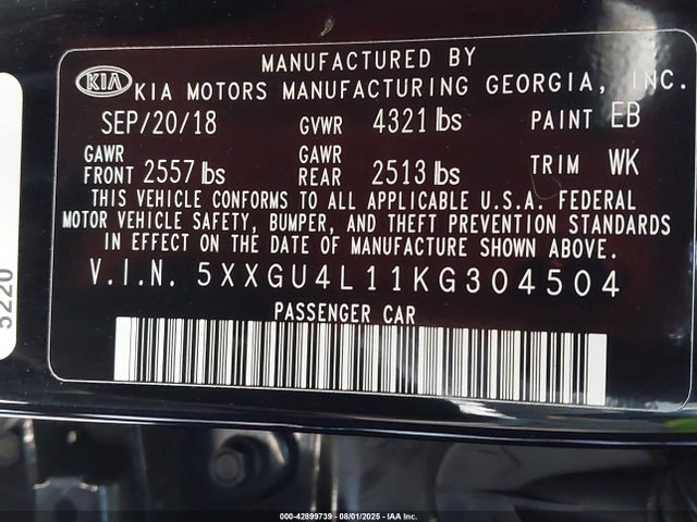 5XXGU4L11KG304504 KIA t-gdi