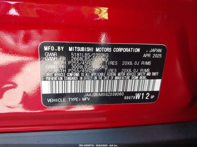 2025 MITSUBISHI OUTLANDER JA4J3VA85SZ039060 Photo 8