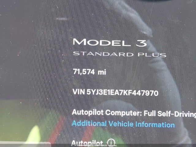 5YJ3E1EA7KF447970 Tesla MODEL 3