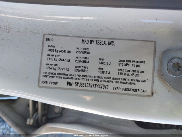 5YJ3E1EA7KF447970 Tesla MODEL 3