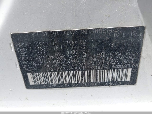 4S3GTAD60H3709189 Subaru na