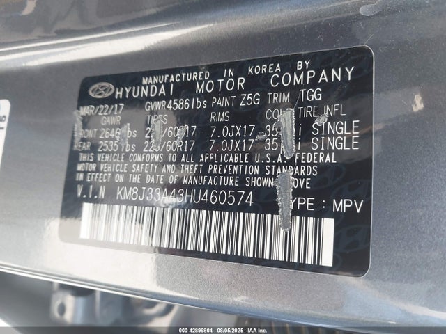 KM8J33A43HU460574 Hyundai gdi nu