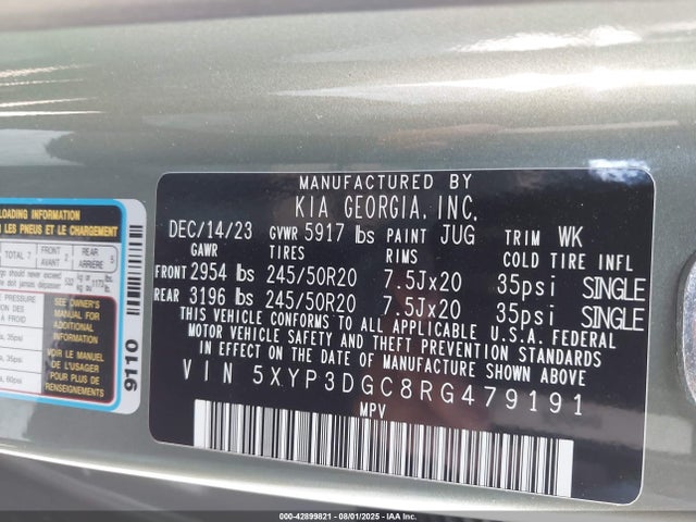 5XYP3DGC8RG479191 KIA gdi lambda-ii