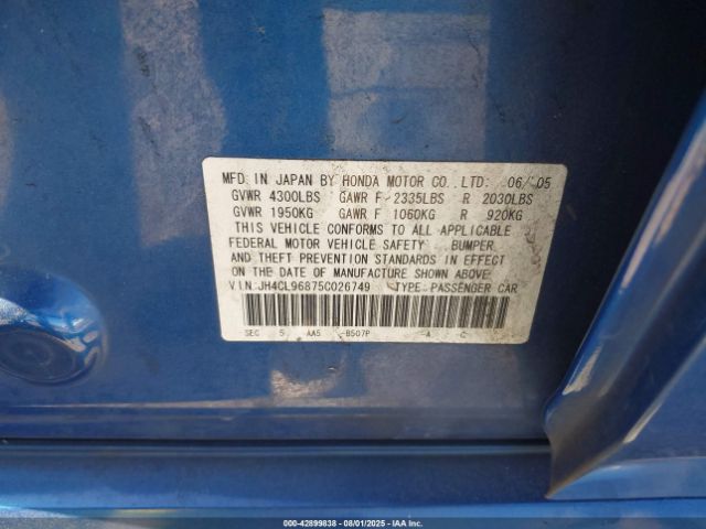 2005 ACURA TSX JH4CL96875C026749 Photo 8