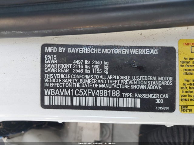 WBAVM1C5XFV498188 BMW 2015