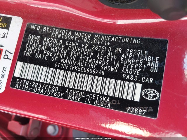 Toyota Camry 2014 4T1BF1FK5EU808748 Image 22