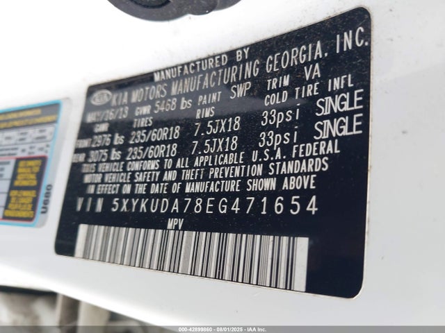 5XYKUDA78EG471654 KIA gasoline 3.3 v6 gdi lambda ii