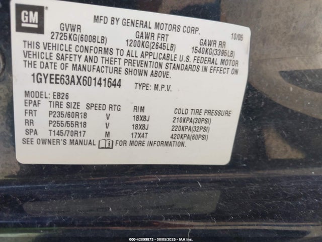 2006 CADILLAC SRX 1GYEE63AX60141644 Photo 8