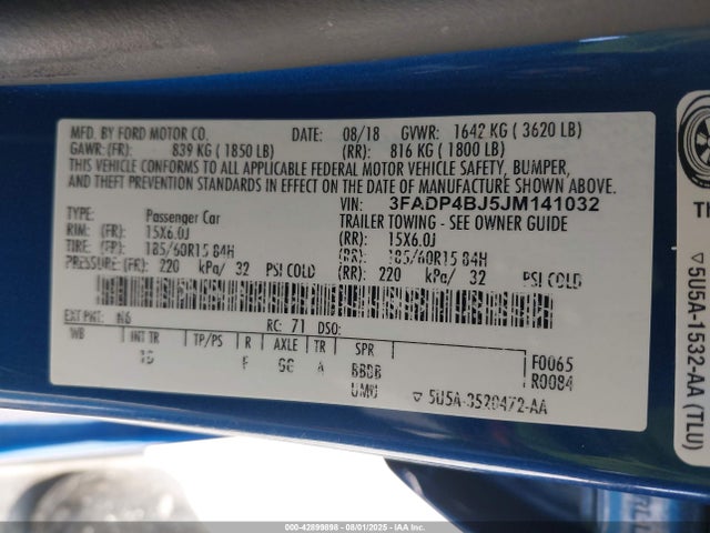 3FADP4BJ5JM141032 Ford 1.6l ti-vct
