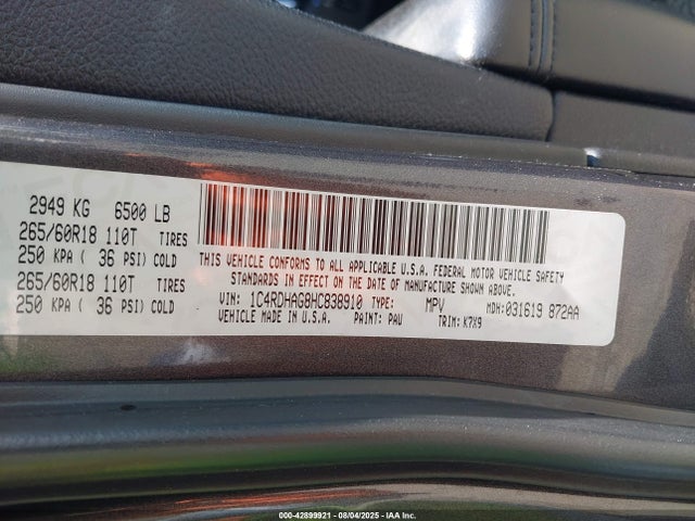 1C4RDHAG8HC838910 Dodge Durango