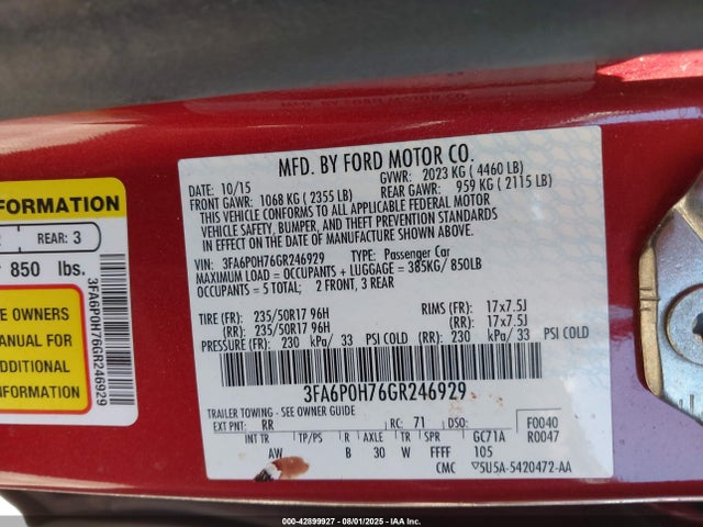 Ford 2016 2016 3FA6P0H76GR246929 Image 9