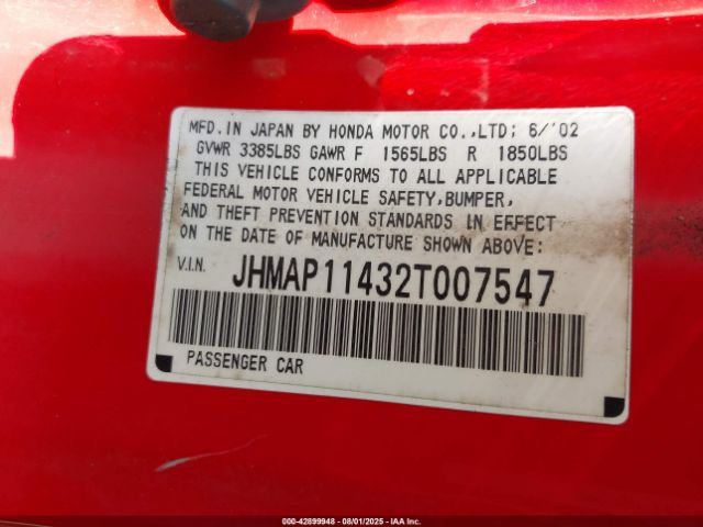 2002 HONDA S2000 JHMAP11432T007547 Photo 8
