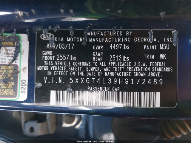 5XXGT4L39HG172489 KIA g 2.4 dohc gdi