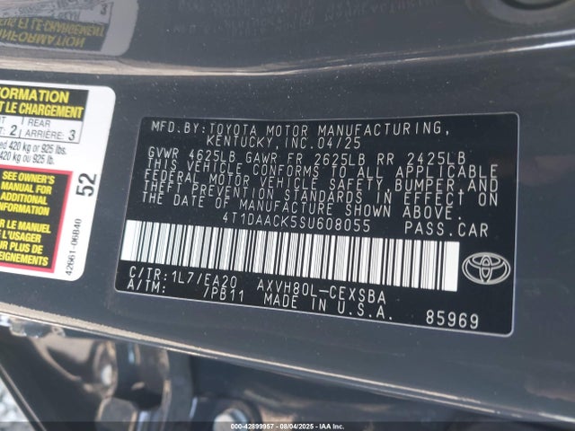Toyota a25a-fxs 2025 4T1DAACK5SU608055 Image 9