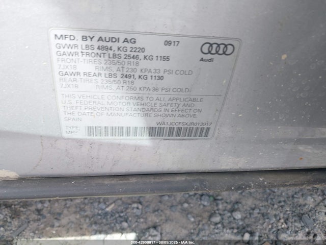 2018 AUDI Q3 WA1JCCFSXJR013917 Photo 8