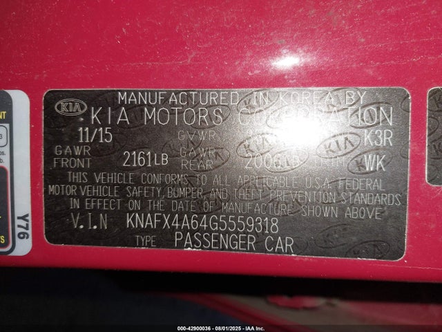 KNAFX4A64G5559318 KIA mpi nu