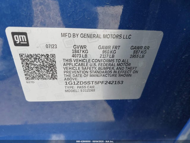 1G1ZD5ST5PF242153 Chevrolet lfv