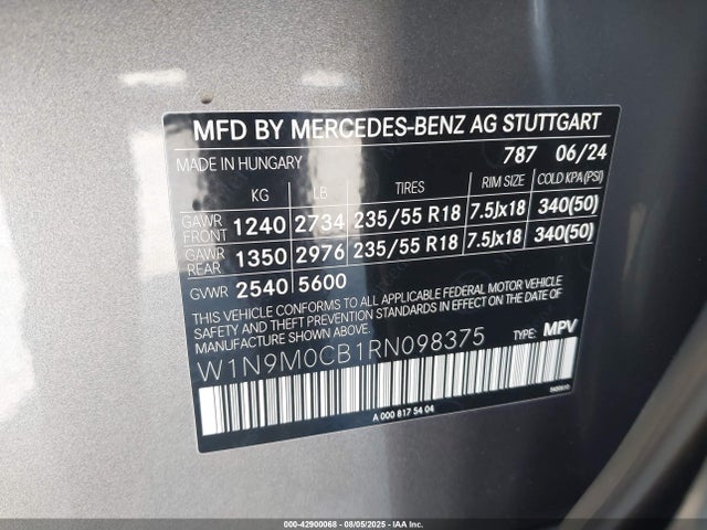 Mercedes-Benz 2024 2024 W1N9M0CB1RN098375 Image 9