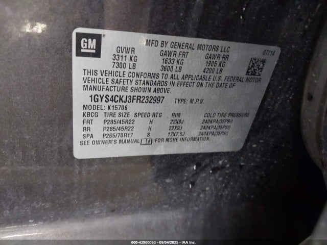 2015 CADILLAC ESCALADE 1GYS4CKJ3FR232997 Photo 8