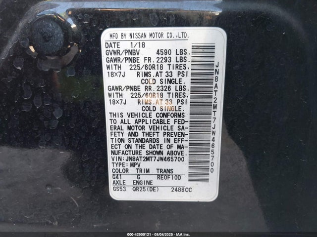 JN8AT2MT7JW465700 Nissan Rogue