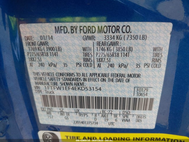 Ford F-150 2014 1FTFW1EF4EKD53154 Image 9