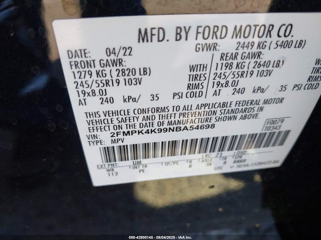 Ford gtdi 2022 2FMPK4K99NBA54698 Image 9