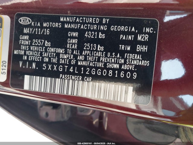 5XXGT4L12GG081609 KIA t-gdi gamma