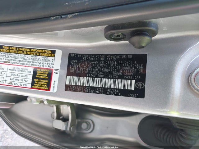 Toyota 2gr-fks 2020 4T1AZ1FB0LU045179 Image 9