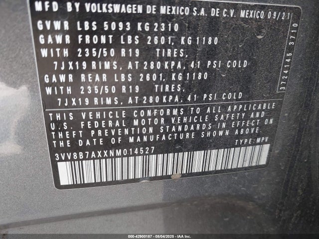 3VV8B7AXXNM014527 Volkswagen Tiguan