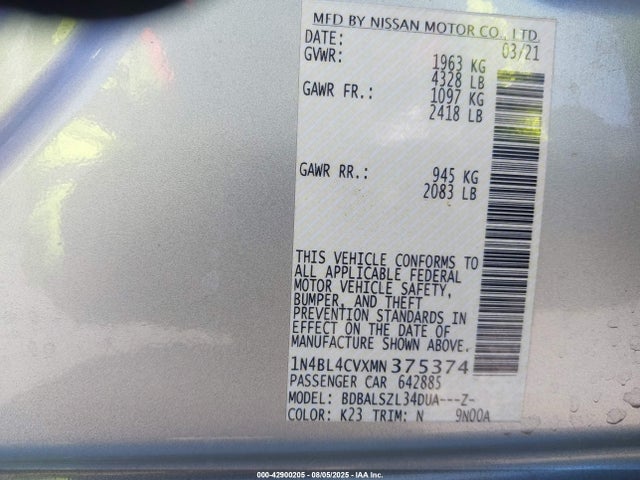 1N4BL4CVXMN375374 Nissan Altima