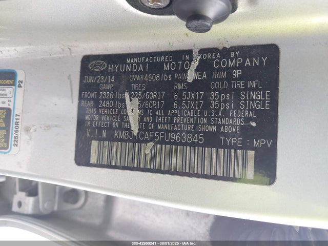 KM8JTCAF5FU963845 Hyundai dohc gdi nu