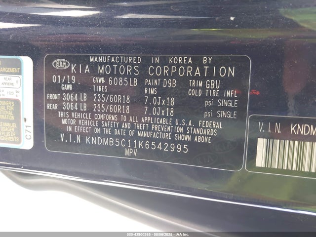 KIA gdi lamda - ii 2019 KNDMB5C11K6542995 Image 9