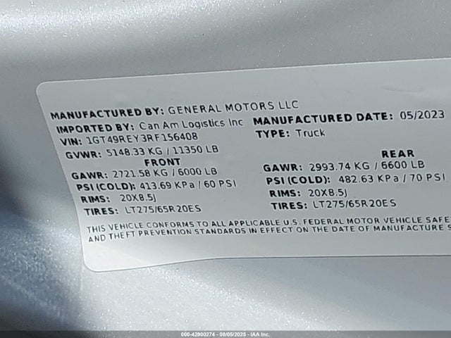 1GT49REY3RF156408 GMC l5p