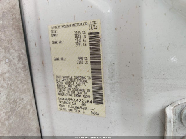 Nissan Maxima 2016 1N4AA6AP3GC422584 Image 9