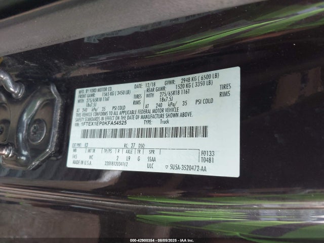 Ford 2.7l-4v 2019 1FTEX1EP0KFA54525 Image 9