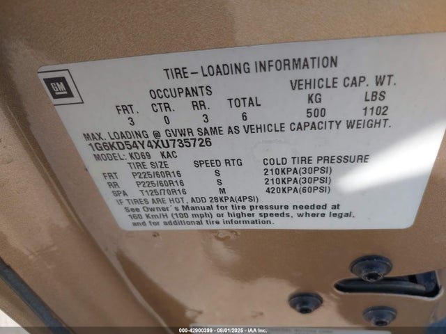 1999 CADILLAC DEVILLE 1G6KD54Y4XU735726 Photo 8