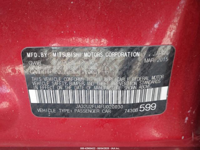 2015 MITSUBISHI LANCER JA32U2FU4FU020030 Photo 8