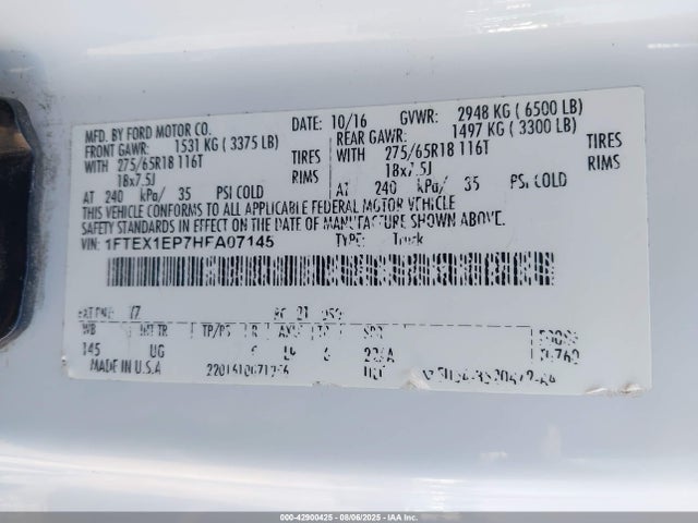 Ford 2.7l-4v 2017 1FTEX1EP7HFA07145 Image 9
