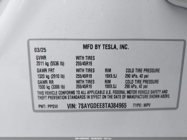 2026 TESLA MODEL Y 7SAYGDEE8TA384965 Photo 8